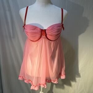 Victoria’s Secret Sexy Little Things Babydoll Pink Sheer Underwire Size 36C NWT
